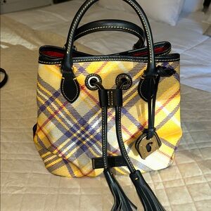 Dooney & Bourke Yellow and Purple Plaid Satchel